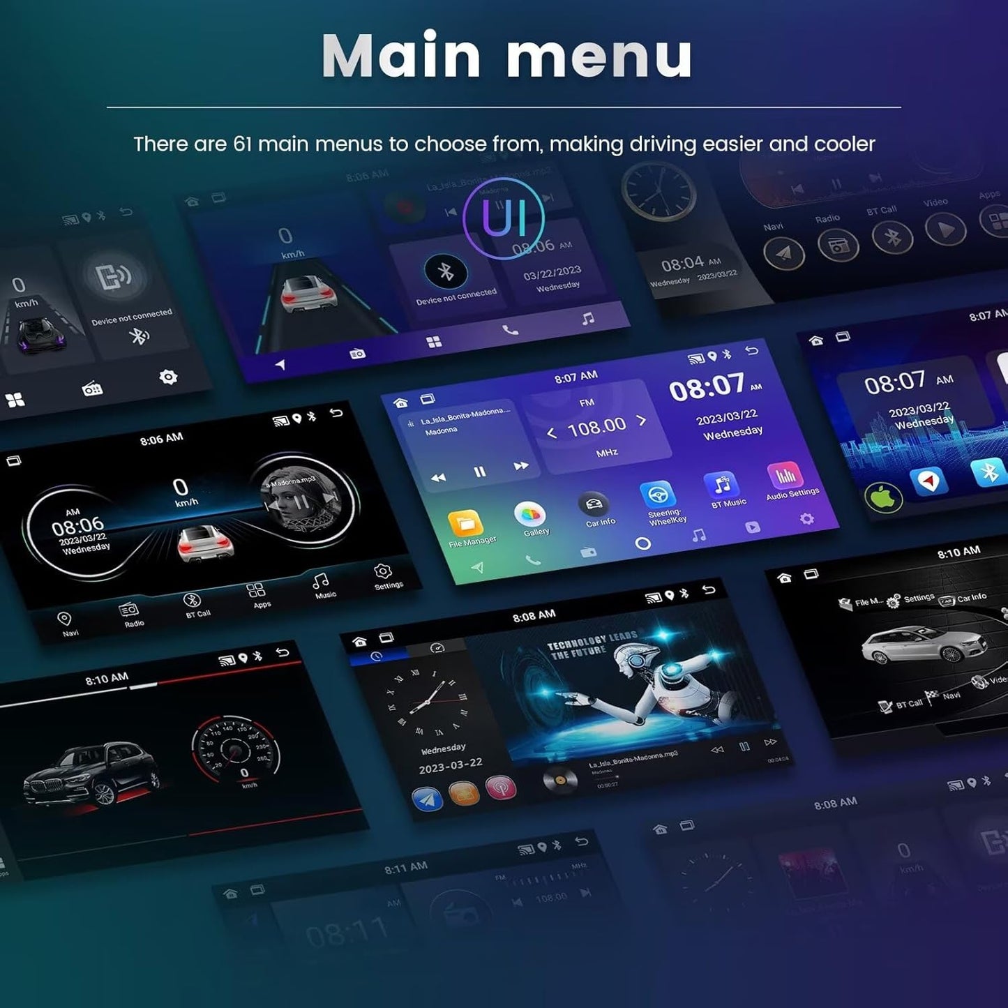 Android 13 Stéréo pour Dodge RAM 1500/2500/3500 (2006-2008) - Écran tactile IPS, CarPlay, Android Auto, GPS, WiFi 5G, FM, SWC, caméra AHD
