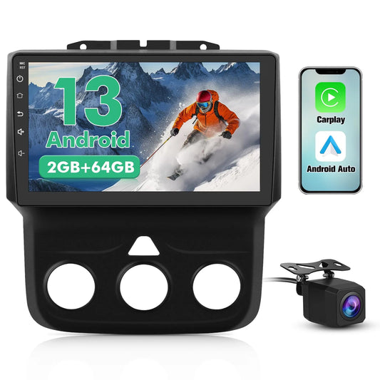 Autoradio Android 13 4G+64G pour Dodge RAM 1500-3500 (2013-2018) avec CarPlay, Android Auto, Bluetooth, GPS, WiFi, processeur Qualcomm