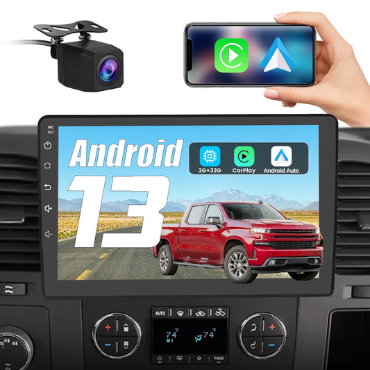 Autoradio Android 13 pour Chevrolet Silverado 2007-2013, Tahoe, Equinox, GMC Sierra, Yukon - CarPlay sans fil et Android Auto