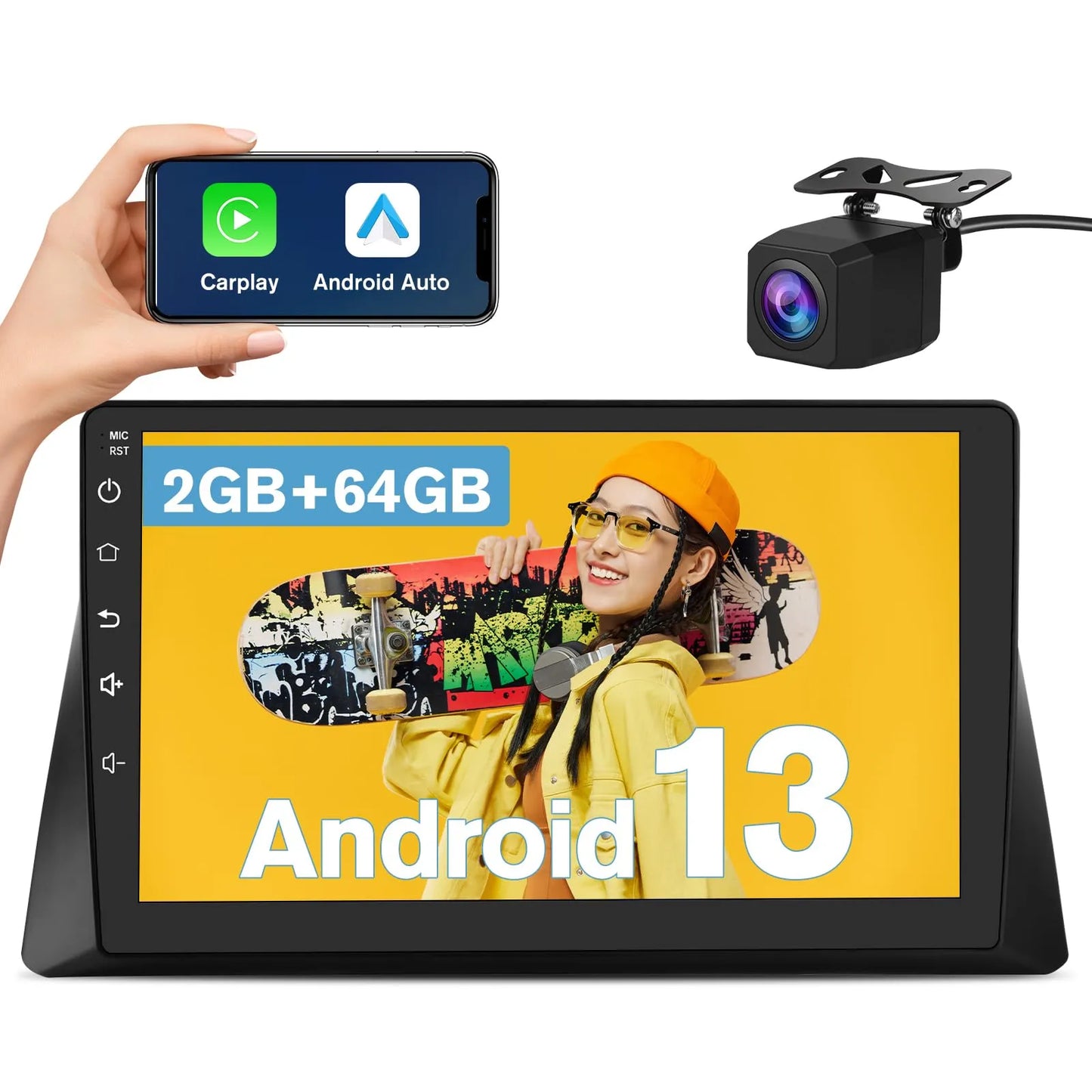 Autoradio 10" Android 13 pour Honda Accord 2003-2007, 2G+32G, Carplay/Android Auto, WiFi, GPS, DSP, Bluetooth, Caméra de recul