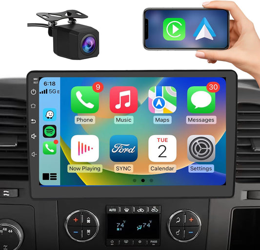 Autoradio Stéréo 2+64GB pour Chevrolet Chevrolet Silverado 2007-2013 Tahoe Equinox GMC Sierra Yukon avec CarPlay et Android Auto