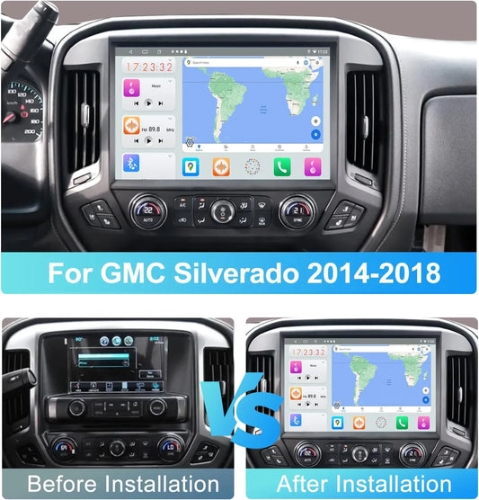 Mise à niveau de l'autoradio Android 11 13" pour Chevrolet Silverado/GMC Sierra 2014-2018 : 4+64 Go, Octa Core, QLED, Bluetooth, GPS, caméra avant/arrière, DSP, AM/FM/RDS, SWC, WiFi.