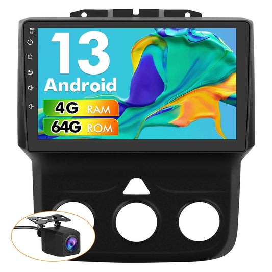 Stéréo de voiture 4 Go + 64 Go 9" pour Dodge Ram 2013-2019 1500/2500/3500, CarPlay/Android Auto intégré, DSP, BT, GPS, FM, WiFi, caméra gratuite, manuel AC