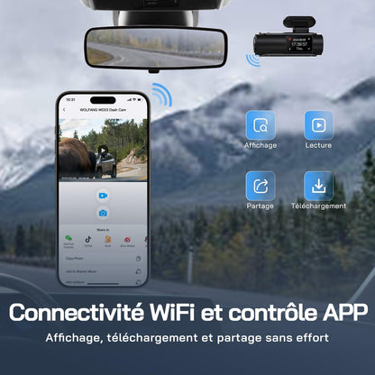 Dashcam 4K Avant/Arrière WiFi - Vision Nuit 170° - Carte 32G incluse
