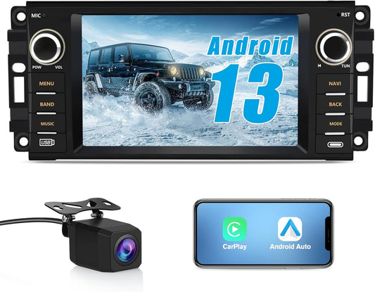 Autoradio 5G WiFi Android 13 pour Dodge RAM 1500-3500 (2009-2012), CarPlay/Android Auto sans fil, GPS, caméra de recul HD, 2 Go + 32 Go