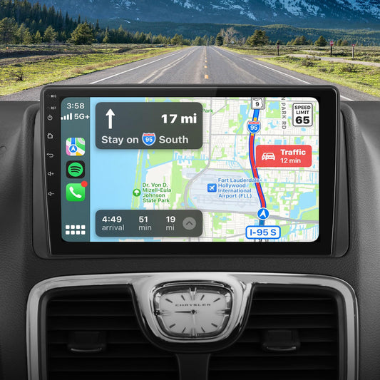 Autoradio stéréo écran tactile 9", Qualcomm 8 cœurs [4 + 64 Go] Android 13, compatible avec Dodge Grand Caravan 2008-2020 et Chrysler Town & Country 2011-2016, CarPlay et Android Auto