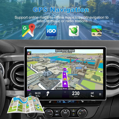 Autoradio Toyota Tacoma 2015-2022 13" Android 13  RAM 4+64 Go, Octa Core, QLED, Bluetooth, GPS, DSP, AM/FM/RDS, SWC, WiFi, interface utilisateur 3D, caméra avant/arrière