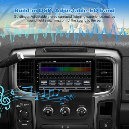 Autoradio Android 4 + 64 Go pour Dodge Ram 1500/2500/3500 2013-2018 : Octa Core, GPS, 4G, DSP HiFi, AM/FM/RDS, SWC, kit de remplacement radio