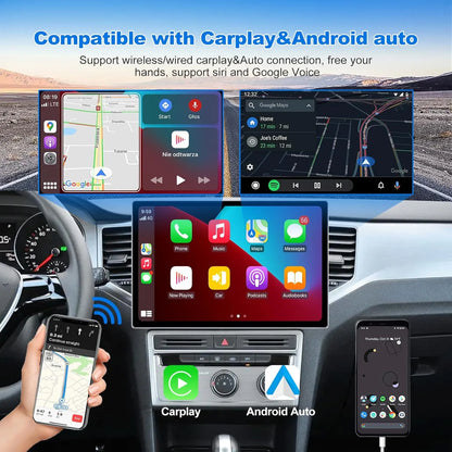Autoradio android 6+128 Go 13" Double Din Android 13 Autoradio : Octa Core, écran tactile QLED, caméras avant/arrière, Bluetooth, GPS, DSP, AM/FM/RDS, SWC, WiFi
