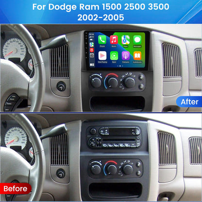 Dodge RAM 1500-3500 (2002-2005) Stéréo de voiture : écran tactile IPS 9", 1+32 Go, GPS, Car-Play et Android Auto, kit de tableau de bord inclus