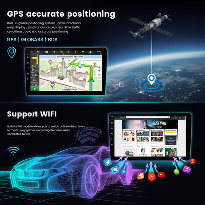 Toyota Highlander 2009-2014 10,1" Android 13 Stéréo : 4+64 Go, 8 cœurs, 1280 x 720, WiFi 5G, GPS, Car-Play, Android Auto, FM, DSP, SWC, vue arrière