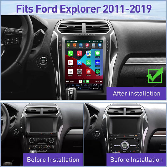 Ford Explorer 2011-2019 Mise à niveau stéréo Android 13 : écran tactile IPS 12,1", CarPlay sans fil et navigation automatique Android