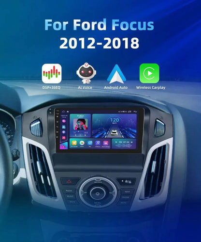 Autoradio Ford Focus 2012-2018/6G-128 Android 13 Double Enregistrement | Android 14 | Écran Tactile | CarPlay | Bluetooth | GPS