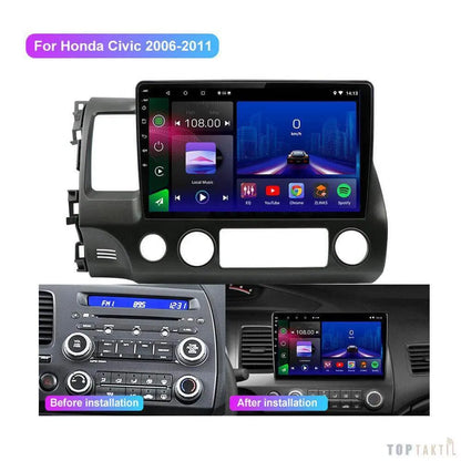 Autoradio Honda Civic 8 (2005-2012) 6G-128 Android 13 Double Enregistrement | Android 14 | Écran Tactile | CarPlay | Bluetooth | GPS