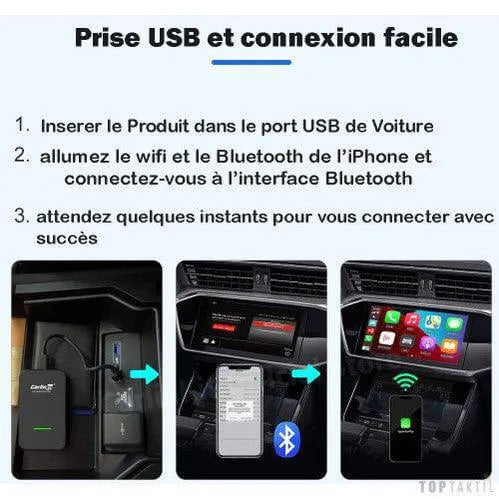 Adaptateur Carlinkit 4.0 - Transformez Votre Conduite En Connectant Sans Fil | Autoradio | Android 14 | Écran Tactile | CarPlay | Bluetooth | GPS