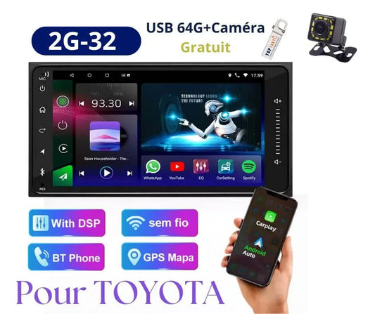 Jmance - Autoradio Android 13 Pour Toyota Carplay/Android Auto | Android 14 | Écran Tactile | Bluetooth | GPS
