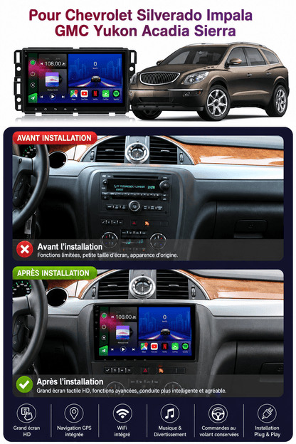 Autoradio Android 15 pour Chevrolet Captiva/Aveo/Lova/Gentra/Epica | Écran Tactile | CarPlay