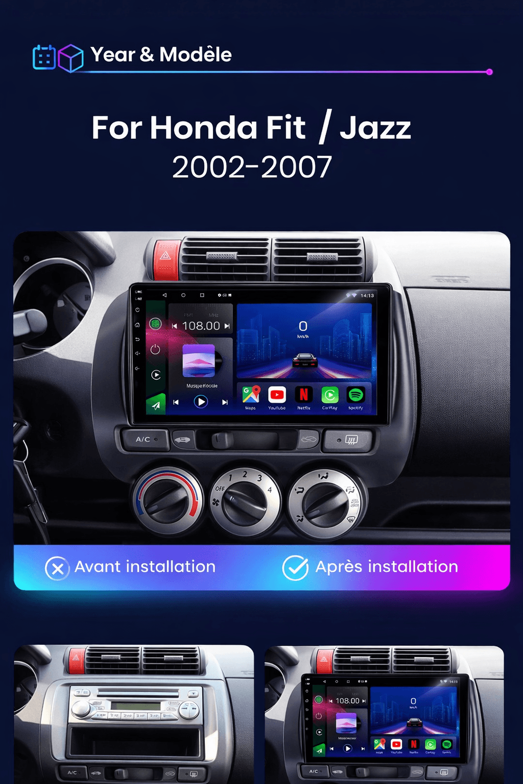 بوست أندرويد 13 // 6جيجا-128 // هوندا جاز 2002 فيت