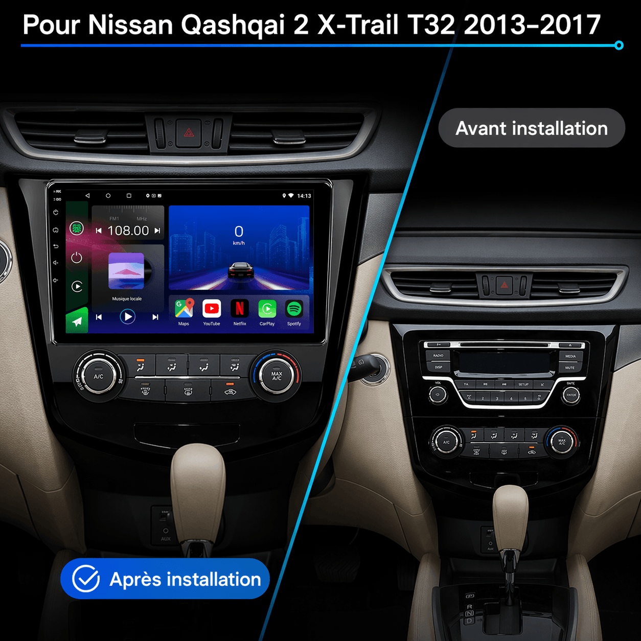Nissan Qashqai | X - Trail | 2013 - 2017 | Android 15 Autoradio | Apple CarPlay | Android Auto - toptaktil