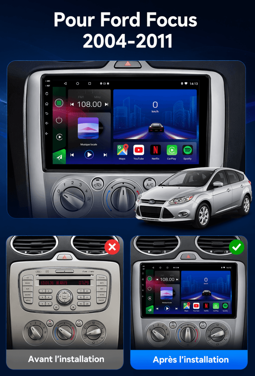 Ford Focus | 2004 - 2011 | Autoradio Android 15 | CarPlay |Android Auto - toptaktil