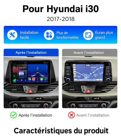 Hyundai i30 | 2016 - 2018 | Autoradio Android 15 | Carplay et Android Auto - toptaktil