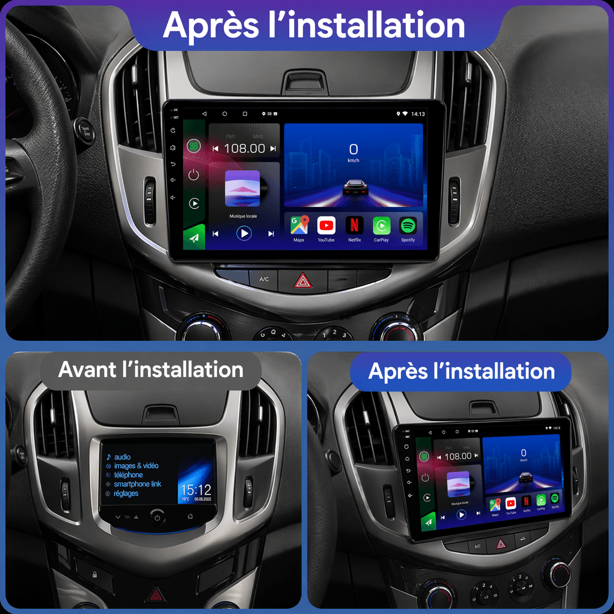 Chevrolet Cruze |2009-2014| Autoradio Android 15 | CarPlay |Android Auto