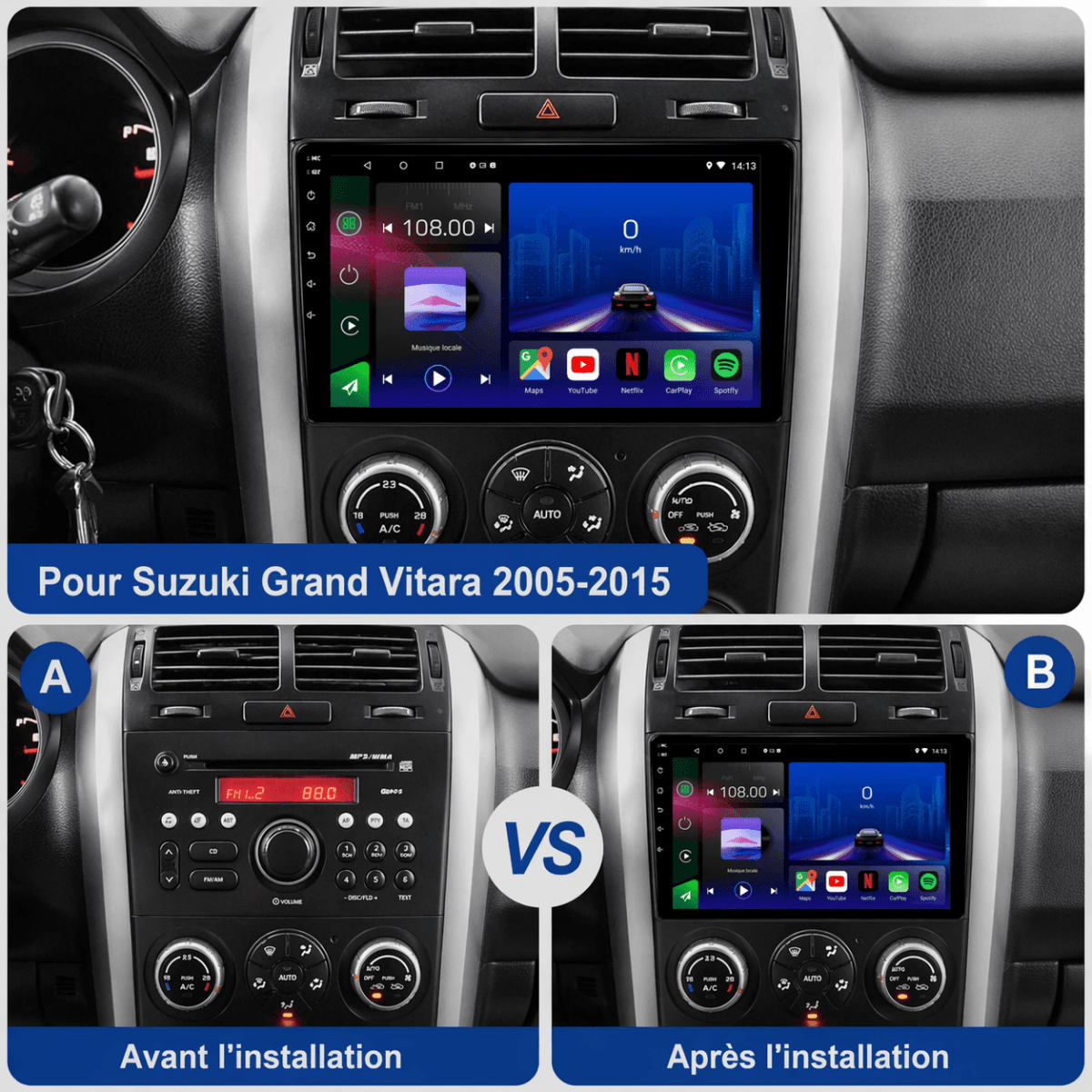 Suzuki Grand Vitara | 2005 - 2015 | Autoradio Android 15 | CarPlay |Android Auto - toptaktil