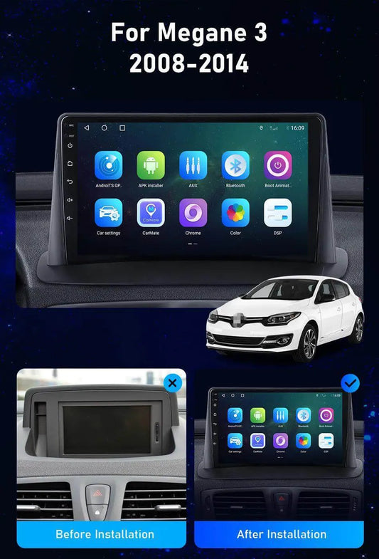 Poste Autoradio Android 13//4G-64G-Renault Megane-3 2008-2015 | Android 14 | Écran Tactile | CarPlay | Bluetooth | GPS