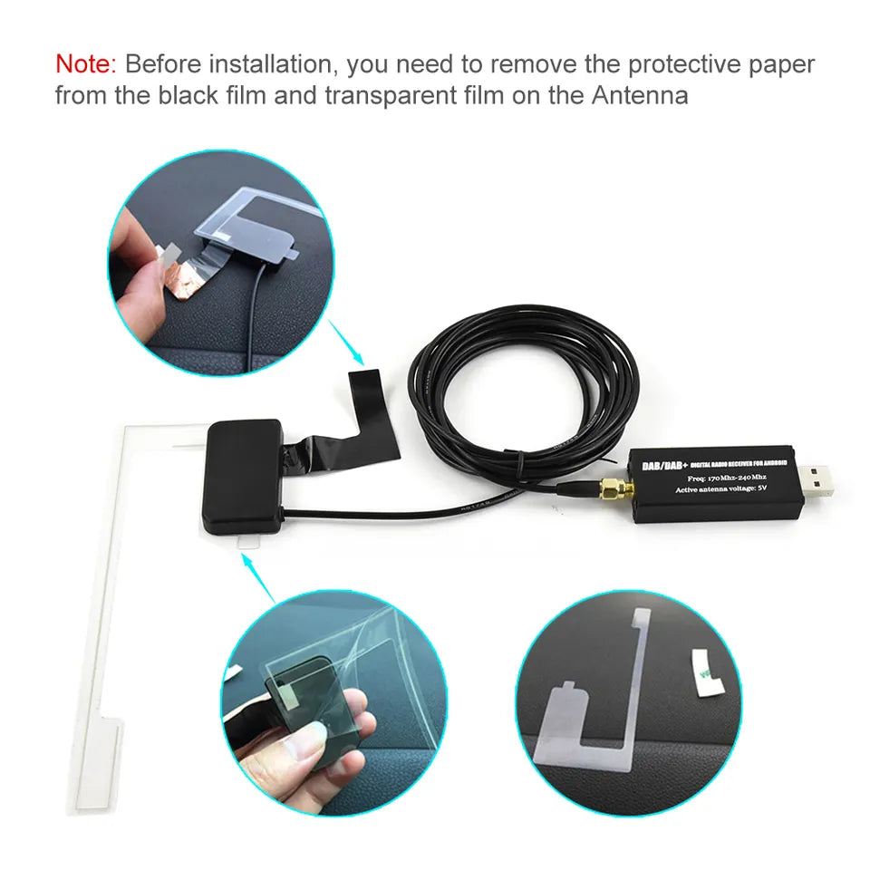 Adaptateur d'antenne DAB+ Dongle pour autoradio Android
