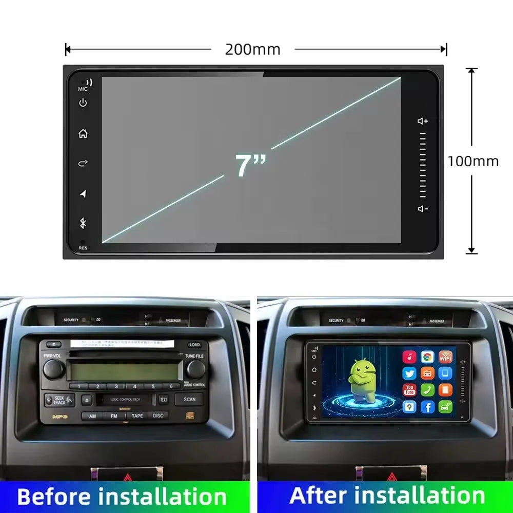 Jmance - Autoradio Android 13 Pour Toyota Carplay/Android Auto | Android 14 | Écran Tactile | Bluetooth | GPS