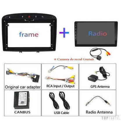 Poste Android 13//4G-64-Peugeot 308 2007-2015/Carplay-Android Auto | Autoradio | Android 14 | Écran Tactile | Bluetooth | GPS