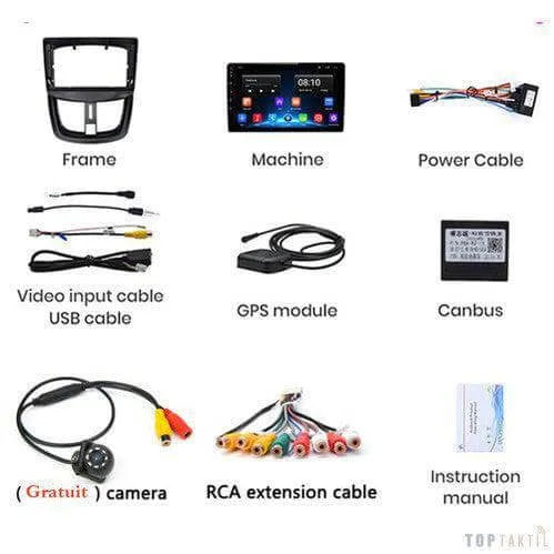 Poste Android //4G-64-Peugeot 207 2007-2013 | Autoradio | Android 14 | Écran Tactile | CarPlay | Bluetooth | GPS