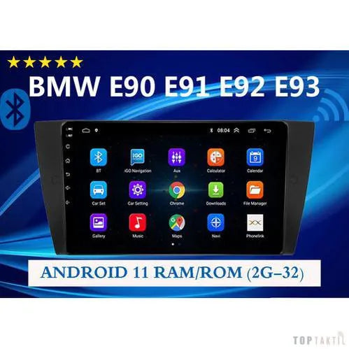 Poste Android13//4G-64//Bmw Série 3: E90,E91,318I,320I // 2005-2013 | Autoradio | Android 14 | Écran Tactile | CarPlay | Bluetooth | GPS