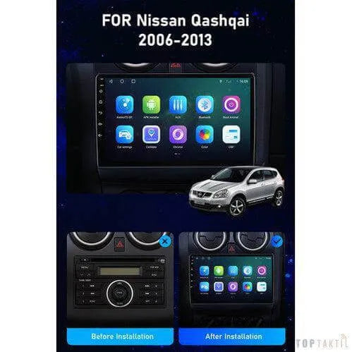Poste Android13//4G-64//Nissan Qashqai 2006-2013/Carplay-Android Auto | Autoradio | Android 14 | Écran Tactile | Bluetooth | GPS