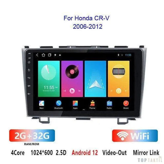 Poste Autoradio Android 13//4G-64G-Honda Crv 2006-2012 | Android 14 | Écran Tactile | CarPlay | Bluetooth | GPS