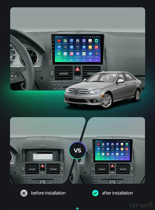 Poste Mercedes Benz C-Class W204 S204 2006-2011 Avec Carplay | Autoradio | Android 14 | Écran Tactile | Bluetooth | GPS
