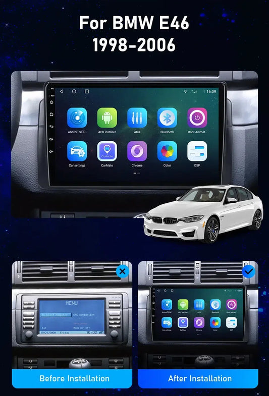 Poste Android 13//4G-64//Bmw E46 | Autoradio | Android 14 | Écran Tactile | CarPlay | Bluetooth | GPS