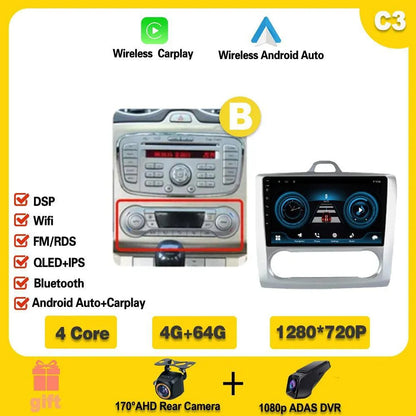 Poste Android13//4G-64//Ford Focus 2004-2011/Carplay-Android Auto | Autoradio | Android 14 | Écran Tactile | Bluetooth | GPS