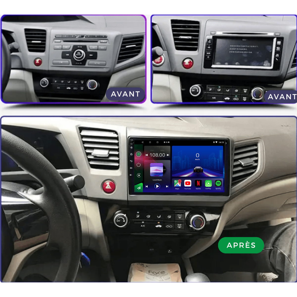Honda Civic | 2012 - 2016 | Android 15 Autoradio | Apple CarPlay | Android Auto - toptaktil