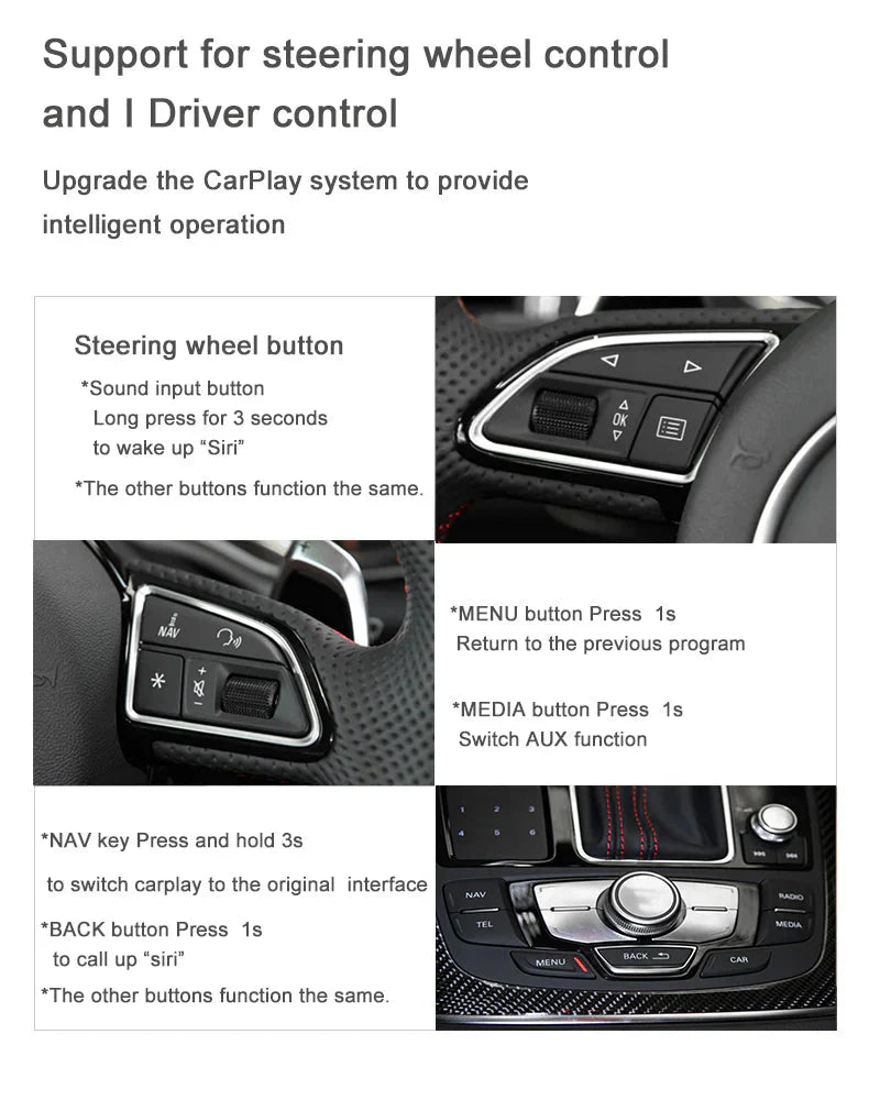 Apple CarPlay sans fil | Rétrofit pour Audi | Android Auto | Décodeur | Intégration - toptaktil