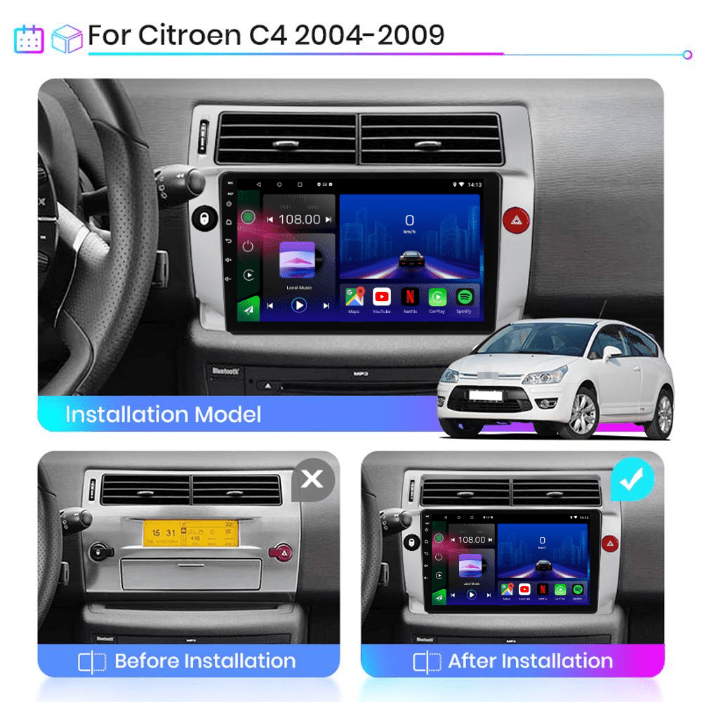 Citroen C4 | C - Triomphe | C - Quatre 2004 - 2009| Android 15 Autoradio | Apple CarPlay | Android Auto - toptaktil