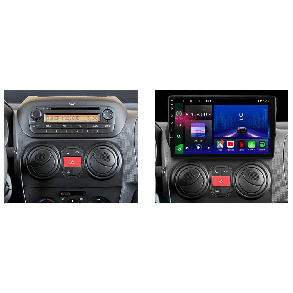 Autoradio Android 15 pour Citroen Nemo Peugeot Bipper Fiat Fiorino Qubo 2008-2018 - toptaktil
