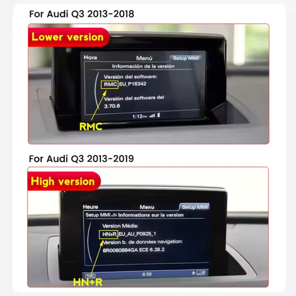 Audi Q3 RSQ3 2013-2019 Android 13 Autoradio CarPlay & Android Auto